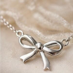 Sterling Silver 18” Ribbon Bow Necklace | Feminine Minimal